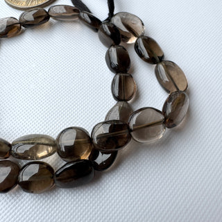 Natural Smoky Quartz Smooth Tumble Oval Beads, 9mm To 10mm/10mm to 12mm Smoky Quartz Gemstone Oval Beads, Sold As 13 Inch Strand, GDS2283/4