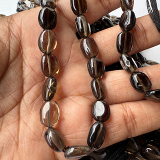 Natural Smoky Quartz Smooth Tumble Oval Beads, 9mm To 10mm/10mm to 12mm Smoky Quartz Gemstone Oval Beads, Sold As 13 Inch Strand, GDS2283/4