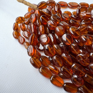 Natural Hessonite Garnet Oval Shaped Smooth Tumble Beads, 7mm to 12mm Hessonite Garnet Gemstone Beads, Sold As 16 Inch Strand, GDS2283/5