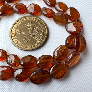 Natural Hessonite Garnet Oval Shaped Smooth Tumble Beads, 7mm to 12mm Hessonite Garnet Gemstone Beads, Sold As 16 Inch Strand, GDS2283/5