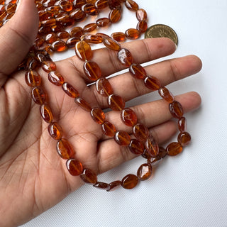 Natural Hessonite Garnet Oval Shaped Smooth Tumble Beads, 7mm to 12mm Hessonite Garnet Gemstone Beads, Sold As 16 Inch Strand, GDS2283/5