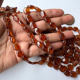 Natural Hessonite Garnet Oval Shaped Smooth Tumble Beads, 7mm to 12mm Hessonite Garnet Gemstone Beads, Sold As 16 Inch Strand, GDS2283/5