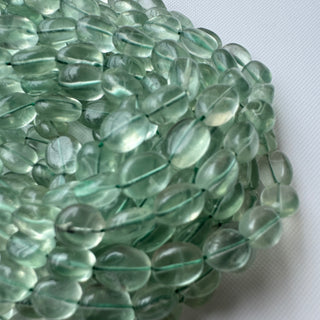 Natural Green Fluorite Oval Shaped Gemstone Beads, 8mm to 13mm Fluorite Oval Tumble Beads, Sold As 18 Inch Strand, GDS2283/7