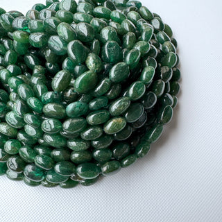 Natural Green Jade Smooth Oval Shaped Tumble Beads, 7mm To 11mm Green Jade Gemstone Oval Beads, Sold As 16 Inch Strand, GDS2283/8