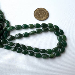 Natural Green Jade Smooth Oval Shaped Tumble Beads, 7mm To 11mm Green Jade Gemstone Oval Beads, Sold As 16 Inch Strand, GDS2283/8