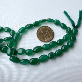 Green Onyx Oval Shaped Smooth Beads, 10mm to 12mm/11mm to 16mm Natural Green Onyx Tumble Gemstone Beads, Sold As 14 Inch Strand, GDS2283/9