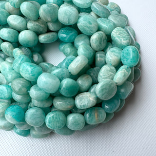 Natural Amazonite Smooth Oval Shaped Tumble Beads, 7mm to 14mm Amazonite Oval Tumble Gemstone, Sold As 18 Inch Strand, GDS2283/10