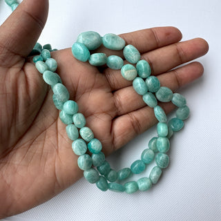 Natural Amazonite Smooth Oval Shaped Tumble Beads, 7mm to 14mm Amazonite Oval Tumble Gemstone, Sold As 18 Inch Strand, GDS2283/10