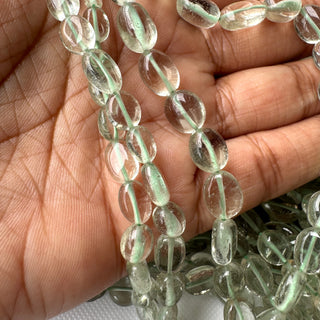 Natural Green Amethyst Oval Shaped Smooth Tumble Oval Beads, 6mm to 11mm Green Amethyst Gemstone Beads, Sold As 18 Inch Strand, GDS2283/11