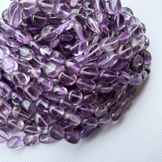 Natural Amethyst Oval Shaped Smooth Tumble Beads, 6mm to 12mm Purple Amethyst Gemstone Beads, Sold As 18 Inch Strand, GDS2283/12