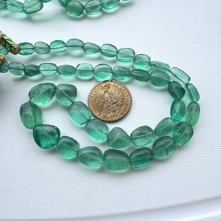 Natural Green Fluorite Smooth Oval Shaped Tumble Beads, 7mm to 18mm  Fluorite Gemstone Beads, Sold As 18/19/20/23 Inch Strand, GDS2283/14