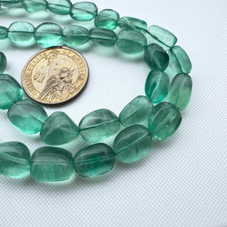 Natural Green Fluorite Smooth Oval Shaped Tumble Beads, 7mm to 18mm  Fluorite Gemstone Beads, Sold As 18/19/20/23 Inch Strand, GDS2283/14