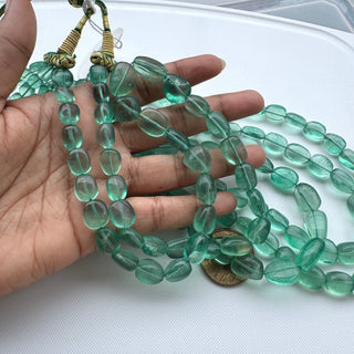 Natural Green Fluorite Smooth Oval Shaped Tumble Beads, 7mm to 18mm  Fluorite Gemstone Beads, Sold As 18/19/20/23 Inch Strand, GDS2283/14