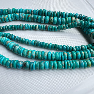 Natural Turquoise Smooth Plain Rondelle Beads, 5mm to 12mm Green/Blue Arizona Turquoise Gemstone Beads,  Sold As 18 Inch Strand, GDS2283/17