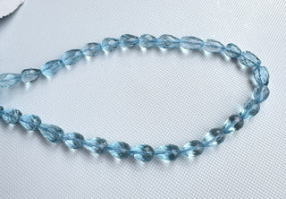 Natural Blue Topaz Faceted Straight Drill Teardrop Beads, 7mm to 9mm Blue Topaz Gemstone Beads, Sold As 10 Inch Strand, GDS2283/18