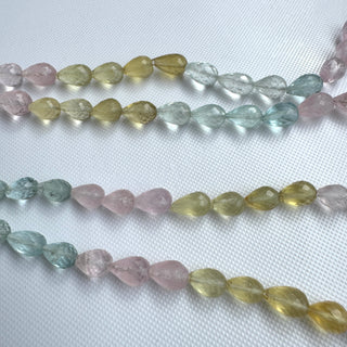 Natural Multi Aquamarine Faceted Teardrop Beads, 8-10mm/9-12mm Pink/Blue Aquamarine Gemstone Necklace, Sold As 18 Inch Strand, GDS2283/19