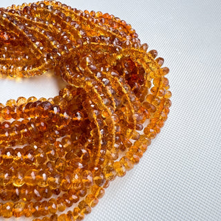 Natural Citrine Faceted Orange Color Rondelle Beads, 5mm/6mm/6-7mm Citrine Gemstone Beads, Sold As 10 Inch Strand, GDS2283/20