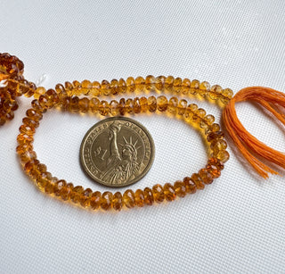 Natural Citrine Faceted Orange Color Rondelle Beads, 5mm/6mm/6-7mm Citrine Gemstone Beads, Sold As 10 Inch Strand, GDS2283/20