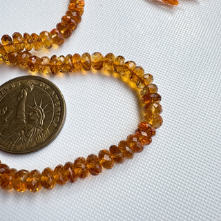 Natural Citrine Faceted Orange Color Rondelle Beads, 5mm/6mm/6-7mm Citrine Gemstone Beads, Sold As 10 Inch Strand, GDS2283/20