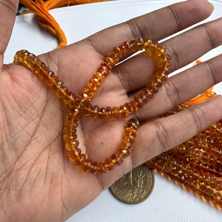 Natural Citrine Faceted Orange Color Rondelle Beads, 5mm/6mm/6-7mm Citrine Gemstone Beads, Sold As 10 Inch Strand, GDS2283/20