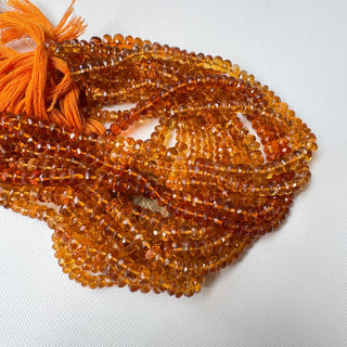 Natural Citrine Faceted Orange Color Rondelle Beads, 5mm/6mm/6-7mm Citrine Gemstone Beads, Sold As 10 Inch Strand, GDS2283/20