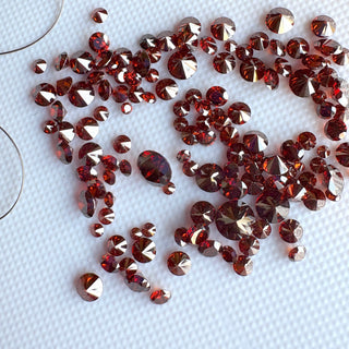 Drilled/Undrilled/14K Gold Loop Red Lab Grown Round Brilliant Cut Lab Made Diamonds Loose & Charms - 1mm To 6mm, LG64