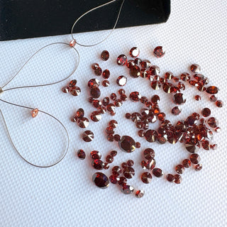 Drilled/Undrilled/14K Gold Loop Red Lab Grown Round Brilliant Cut Lab Made Diamonds Loose & Charms - 1mm To 6mm, LG64