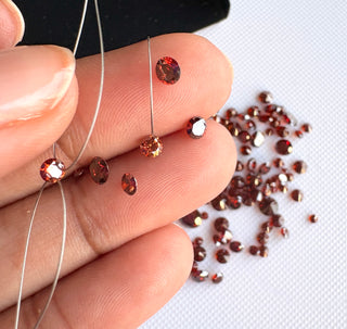 Drilled/Undrilled/14K Gold Loop Red Lab Grown Round Brilliant Cut Lab Made Diamonds Loose & Charms - 1mm To 6mm, LG64