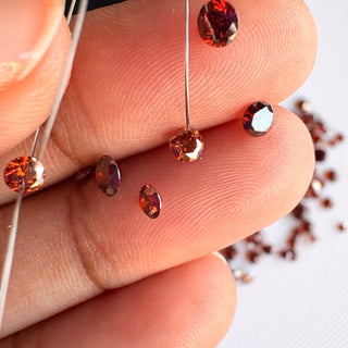 Drilled/Undrilled/14K Gold Loop Red Lab Grown Round Brilliant Cut Lab Made Diamonds Loose & Charms - 1mm To 6mm, LG64