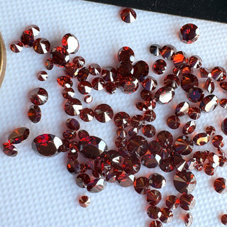 Drilled/Undrilled/14K Gold Loop Red Lab Grown Round Brilliant Cut Lab Made Diamonds Loose & Charms - 1mm To 6mm, LG64