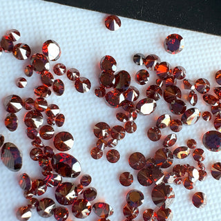 Drilled/Undrilled/14K Gold Loop Red Lab Grown Round Brilliant Cut Lab Made Diamonds Loose & Charms - 1mm To 6mm, LG64