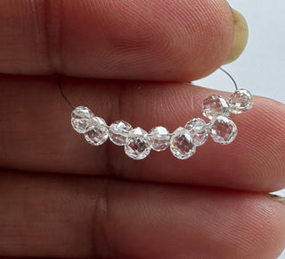 2 Piece 3mm Faceted Lab Grown Loose Diamond Teardrop Briolettes F/VS1 Drilled CVD Diamond Wedding Necklace Women