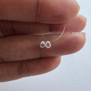 2 Piece 3mm Faceted Lab Grown Loose Diamond Teardrop Briolettes F/VS1 Drilled CVD Diamond Wedding Necklace Women