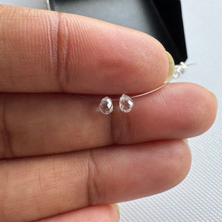 2 Piece 3mm Faceted Lab Grown Loose Diamond Teardrop Briolettes F/VS1 Drilled CVD Diamond Wedding Necklace Women