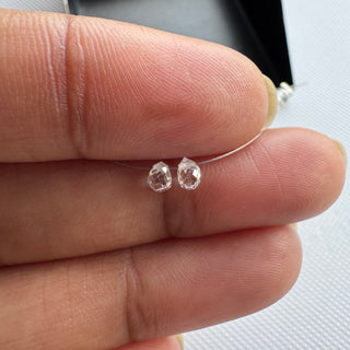 2 Piece 3mm Faceted Lab Grown Loose Diamond Teardrop Briolettes F/VS1 Drilled CVD Diamond Wedding Necklace Women