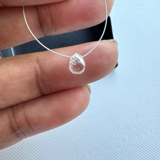 1 Piece 5mm Faceted Lab Grown Diamond Teardrop Briolettes, F/VS1 Drilled CVD Diamond Loose For Wedding Necklace Women Jewelry, LG17