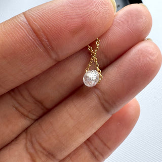1 Pc 5mm Large Hole Drilled Diamond Bead, Clear White F/VS1 Lab Grown Diamond 0.5mm/1mm Drill Carries Necklace Floating Diamond, LG18