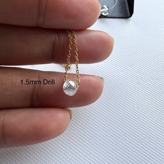1 Pc 5mm Large Hole Drilled Diamond Bead, Clear White F/VS1 Lab Grown Diamond 0.5mm/1mm Drill Carries Necklace Floating Diamond, LG18