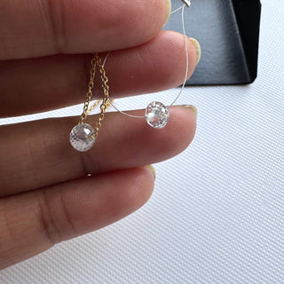 1 Pc 5mm Large Hole Drilled Diamond Bead, Clear White F/VS1 Lab Grown Diamond 0.5mm/1mm Drill Carries Necklace Floating Diamond, LG18