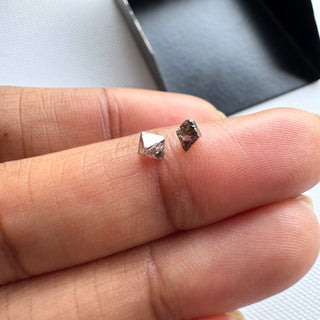 1 Piece 4mm Natural Pink Brown Clear Crystal Octahedron Diamond, Raw Rough Uncut Polished Loose Diamond, DDS634