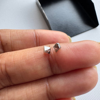 1 Piece 4mm Natural Pink Brown Clear Crystal Octahedron Diamond, Raw Rough Uncut Polished Loose Diamond, DDS634