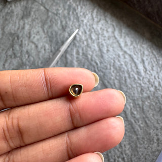 0.90 Carat Grey Black Salt And Pepper Emerald Cut Diamond Bezel Collet For Ring Pendant 925 Silver 14K Gold Natural Conflict Free DDS490/6