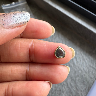 0.90 Carat Grey Black Salt And Pepper Emerald Cut Diamond Bezel Collet For Ring Pendant 925 Silver 14K Gold Natural Conflict Free DDS490/6