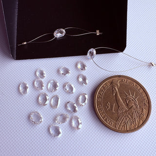1Pc 6x4mm Lab Grown Oval Rose Cut Diamond Connectors Loose Floating Diamond Jewelry, Drilled/Undrilled/14k Gold Charms Oval Shaped CVD, LG91