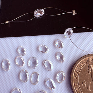 1Pc 6x4mm Lab Grown Oval Rose Cut Diamond Connectors Loose Floating Diamond Jewelry, Drilled/Undrilled/14k Gold Charms Oval Shaped CVD, LG91