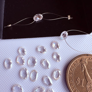 1Pc 6x4mm Lab Grown Oval Rose Cut Diamond Connectors Loose Floating Diamond Jewelry, Drilled/Undrilled/14k Gold Charms Oval Shaped CVD, LG91