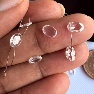 1Pc 6x4mm Lab Grown Oval Rose Cut Diamond Connectors Loose Floating Diamond Jewelry, Drilled/Undrilled/14k Gold Charms Oval Shaped CVD, LG91