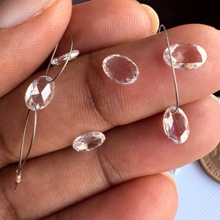 1Pc 6x4mm Lab Grown Oval Rose Cut Diamond Connectors Loose Floating Diamond Jewelry, Drilled/Undrilled/14k Gold Charms Oval Shaped CVD, LG91