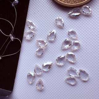 2 Pcs 4mm Lab Grown Pear Shape Rose Cut Diamond Connectors Loose Floating Diamond Jewelry, Drilled/Undrilled/14k Gold Charms Pear CVD, LG92