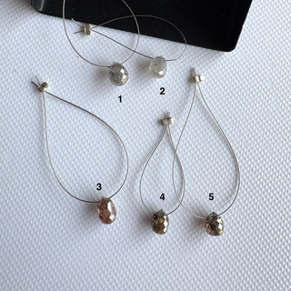 Grey/Brown Natural Diamond Teardrop Briolettes Beads, Faceted Earth Mined Drilled Diamond Drops For Jewelry, 5mm to 5.7mm, DDS818